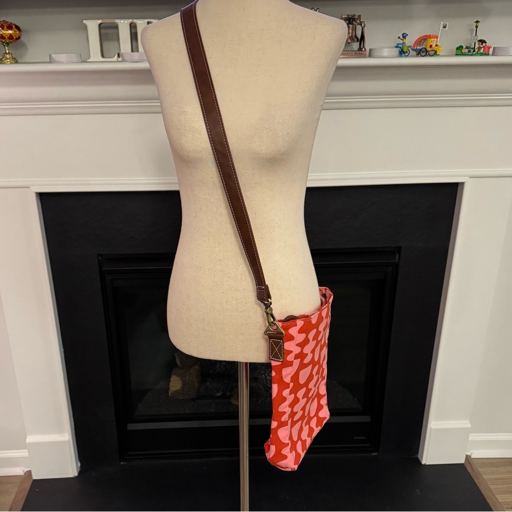 Marika Red & Pink Modern Print Canvas Crossbody Bag
